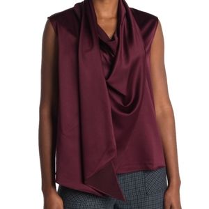 H Halston Draped Sleeveless Blouse